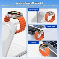GEEKERA 3 in 1 Kabellose Magnetische Ladestation, Faltbare Ladestation für iPhone 16/15/14/13/12 Pro Max/Plus, Induktive Ladegerät für Apple Watch Ultra/Series 10-5 & AirPods Pro/4/3/2, Weiß – Ansicht 4