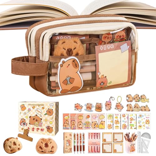 Genérico Papelería Capybara – para bolígrafos de Gran Capacidad, Lindo Estuche de Animales con Almacenamiento con Cremallera, Estuche Compacto con Divertido diseño de Capibara, Multifuncional para