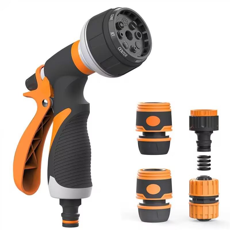 RESTMO Pistola a spruzzo per tubi flessibili, pistola a spruzzo per tubi pesanti, ugello per tubi ad alta pressione, ideale per innaffiare piante e prati, lavare auto e animali domestici (giallo