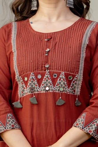 Image of rytras Women Woman's Pure Cotton Straight Kurta Sets with Pant & Dupatta|Kurti Set for Woman|Suit Set for Women Cotton