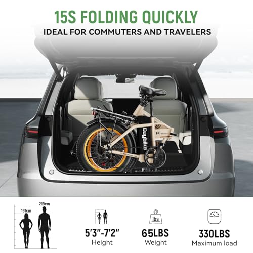 Image of 1000W Folding Electric Bike,48V 20AH Removable Battery E Bike,80 Miles Max Range Electric Bike for Adults,20 inch Fat Tire Foldable ebike,Adult Electric Bicycle for Commute Beach Snow