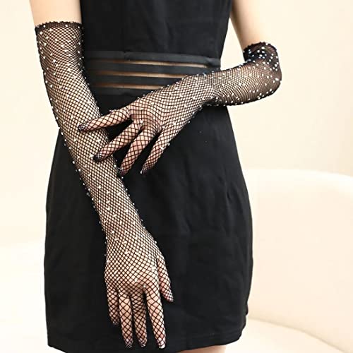 Buy DIAMOND EYE Rhinestone Long Gloves Mesh Sparkly Glitter Fashion Opera Gloves For