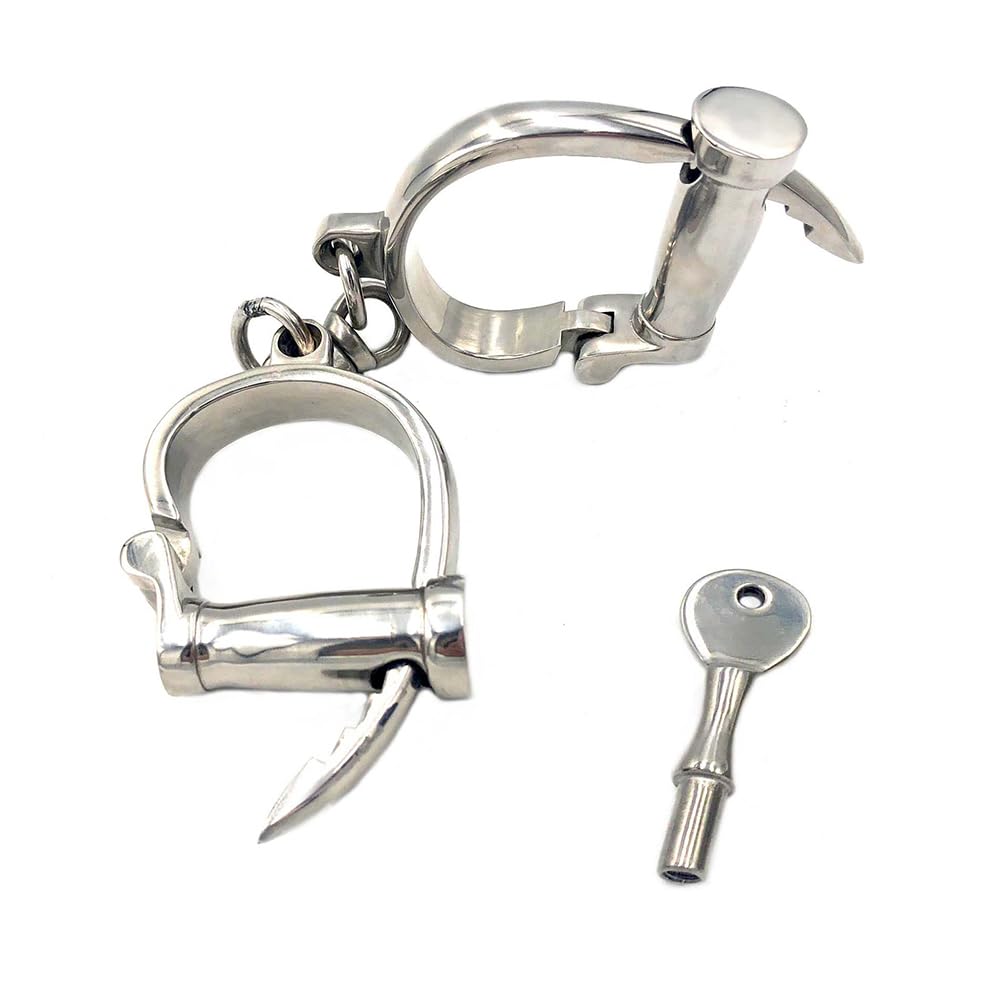 Edelstahl Verstellbar Handschellen Metall Hufeisen Hand Zubehör Abschließbare Manschette Flirt Handgelenk SM Fesseln Handcuffs Sklaven Bondage Erwachsene Spiel BDSM Sexspielzeug für Paar Männer Frau