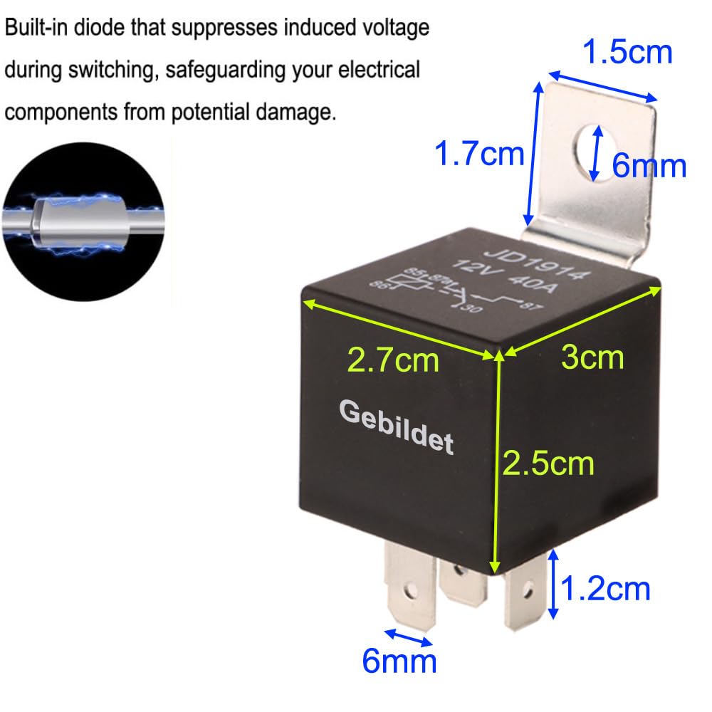 3 Relè Auto Universali 36V DC 40A SPDT 5 Pin Con Prese - Uxcell