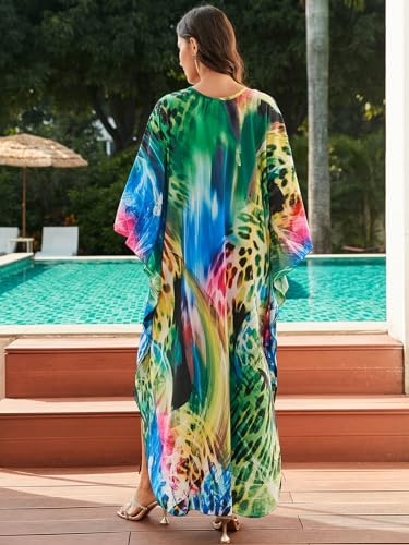 Image of sunforyou Kaftan Dresses for Women Stylish Caftans Plus Size Beach Cover up Soft Loungewear