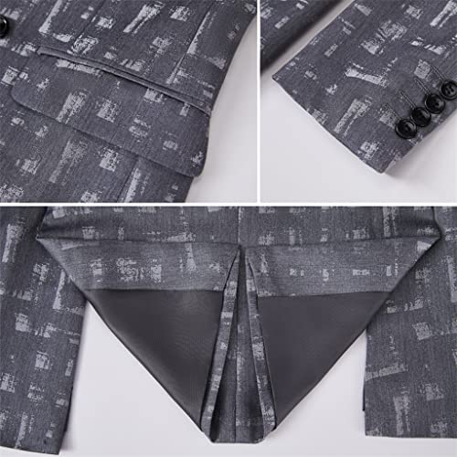 Grey Men's Suit Breasted 2 Jacket Pants Groom Wedding Tip Lapel Tuxedo Official Business Suit3