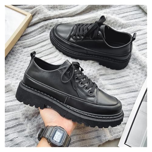 Dress Shoes for Men Men's Black Leather Casual Dress Shoes Autumn Platform Lace Up Party Wedding Footwear2