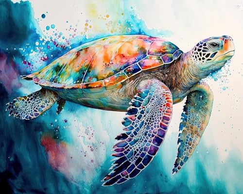 Image of Eiazuiks Stamping Cross Stitch Kit,Sea Turtle Counting Cross Stitch Kit for Adult Beginners, Full Line DIY Stitching Kit for Home Decor Cross Stitch Patterns 12x16 inches