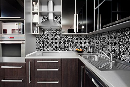 Papel De Parede Adesivo Azulejo Cozinha Hidraulico Preto