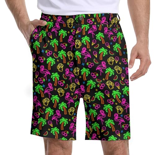 Seconight Men's Hiking Cargo Shorts Hawaiian Golf Shorts for Men Outdoor Casual Print Work Pants for Travel Golf Camping