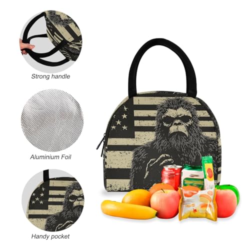 Backpack Lunch Bag Set American Sasquatch Print, Big Storage Travel Backpacks with Insulated Lunch Box for Office Hiking Picnic4