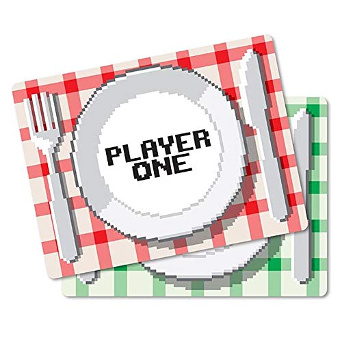 kit 2 jogos americanos player one e player two cozinha geek