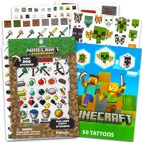 Minecraft Sticker & Tattoo Super Set - Bundle with Over 300 Minecraft Stickers and 50 Minecraft Temporary Tattoos | Party Supplies for Boys image 4