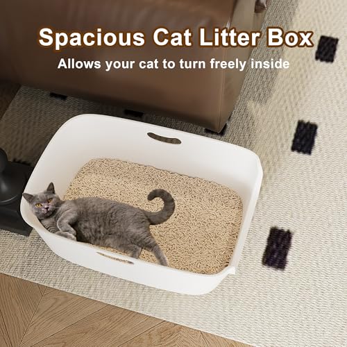 Arenero para gato blanco plástico 22.8x15x8.7 pulgadas miniatura 6