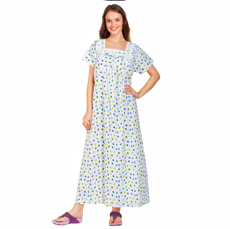 Pure Cotton Night Gowns for Womens | Breathable Comfortable with Full Ankle Length - Printed Loungewear Maternity Sleepwear/Maxi | Nighty Nightdress for Ladies | XL/2XL-picture-56