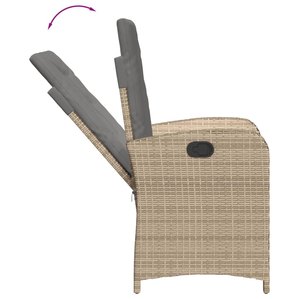 Hothingwell - Conjunto de jardín (5 piezas, ratán beige, mesa de vidrio templado) | Respaldo ajustable, cojines de goma extraíbles, lavable, resina trenzada duradera