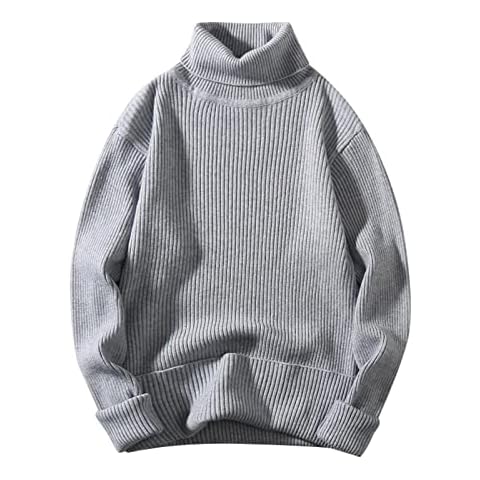 Men's Turtleneck Roll Neck Polo Solid Color Turtleneck Tops Turtleneck Sweater Turtle Neck Cable Knitted Jumpers High Roll Neck Turtle Neck Tops Cover