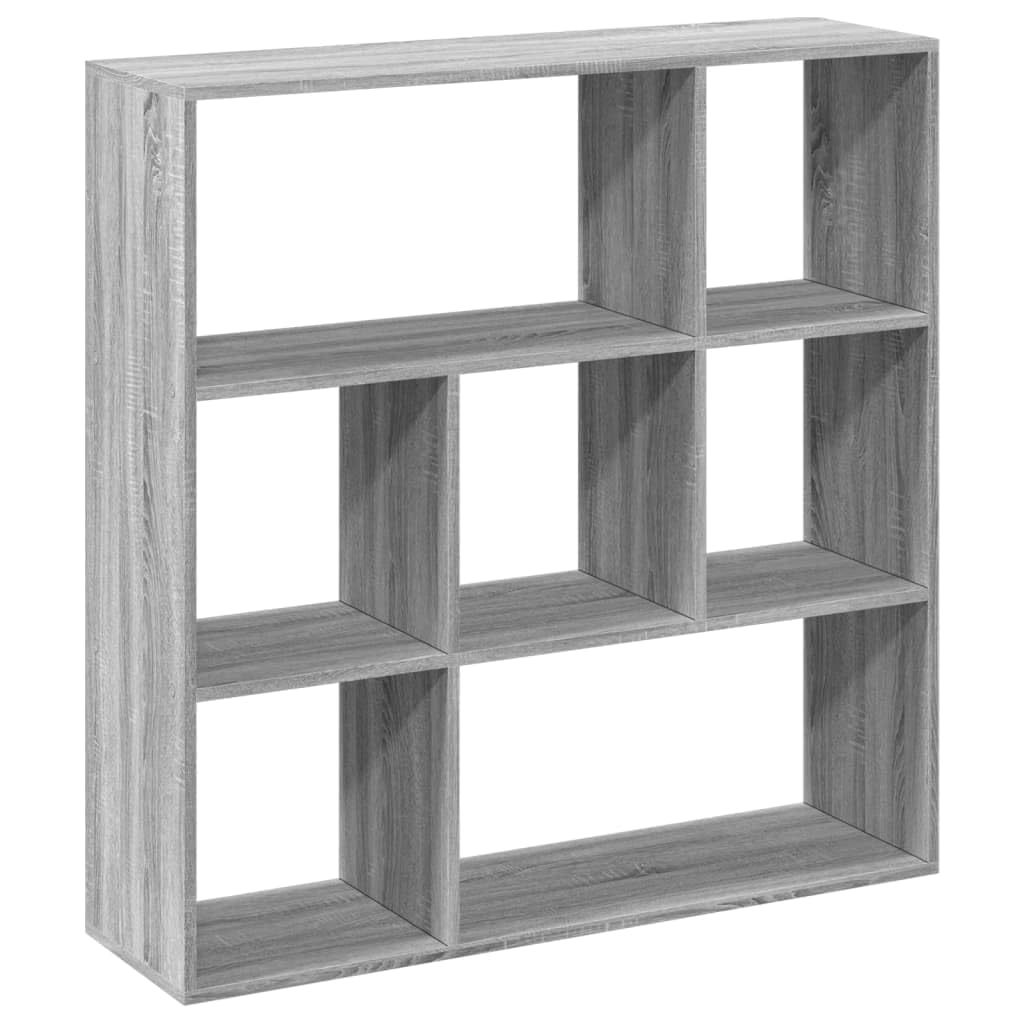 Regał na książki Sonoma, szary, 102 x 29 x 103,5 cm, materiał drewnopochodny, 7 przegródek, uniwersalny organizer Cube Storage do salonu, biura