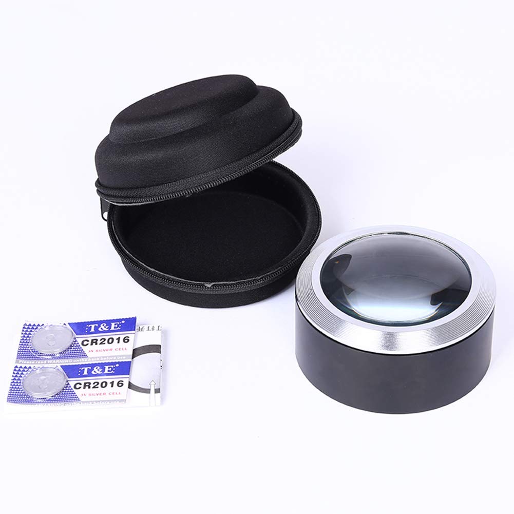 Lupa de sobremesa de 5 aumentos de gran tamaño, con 3 luces LED, lupa pisapapeles de escritorio, fácil de usar, compatible con placa de ancianos Lucky Star