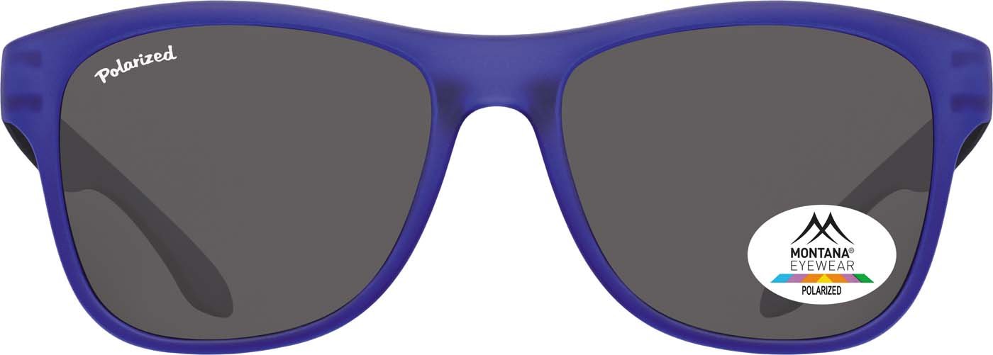 Montana Unisex Blue Rectangle With Black Rubbertouch Black Polarized Sunglasses
