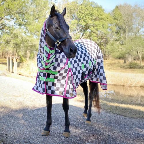 Image of Jeffers Expression Soft Mesh Fly Sheet for Horses 87 inch - Skater Cowgirl, Lightweight Mesh Combo Neck Sheet, Breathable UV Protection, Summer Horse Blanket with Straps for Stable or Turnout