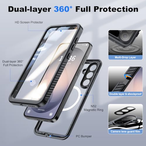 Image of ANTSHARE for Samsung Galaxy S26 FE Case IP68 Waterproof, Black /Clear