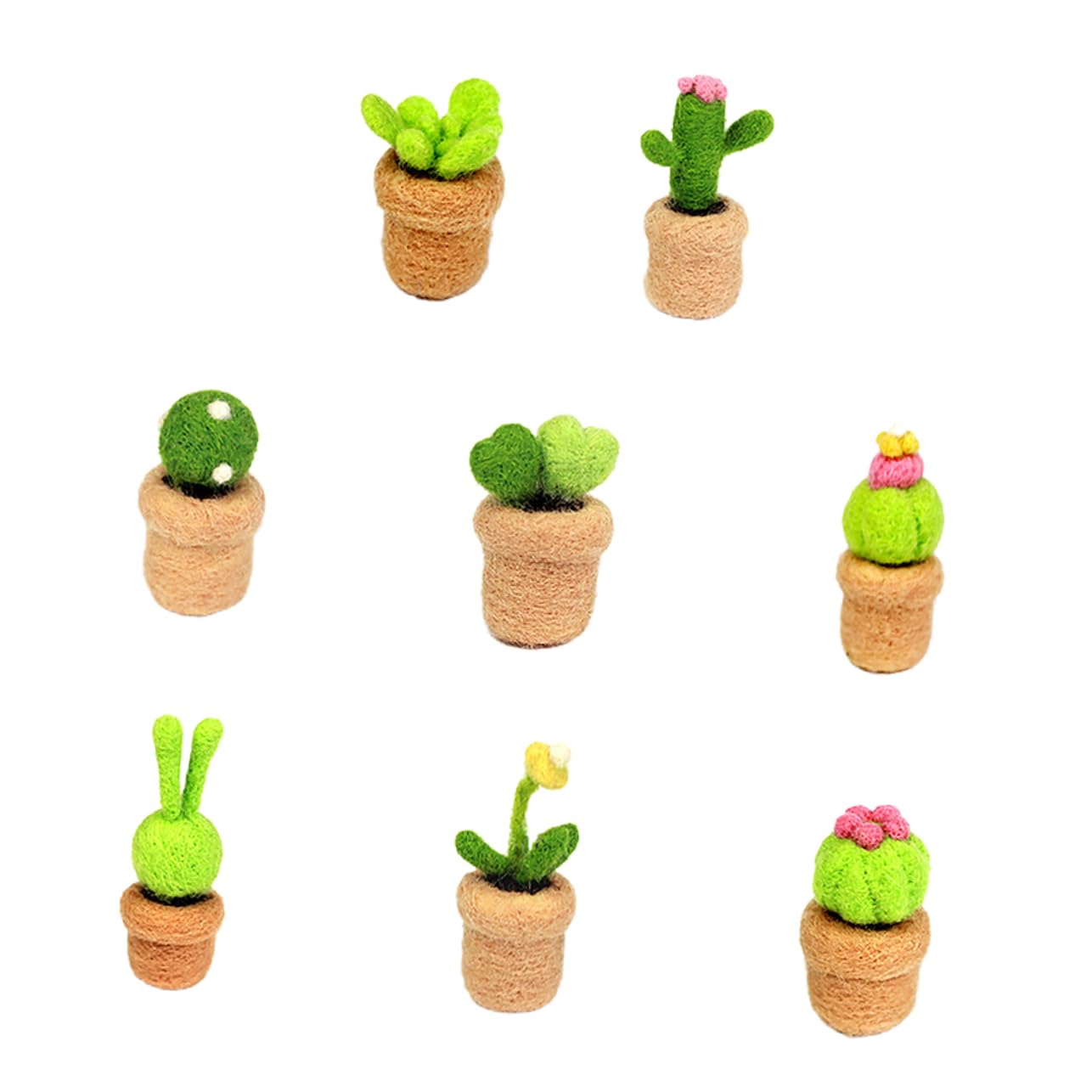 DOITOOL 8Pcs Mini Cactus Wool Felting Decoration Kit DIY Needle Felting Material for Beginners for Creative Craft Projects and Unique Home Decor