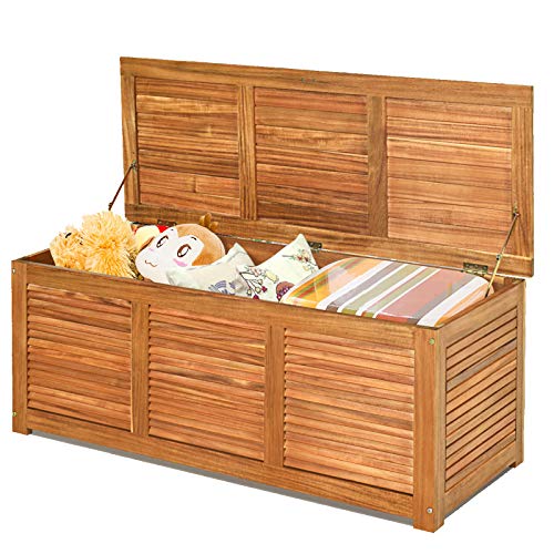 S-AFSTAR-Outdoor-Storage-Box-46-Gallon-Acacia-Wooden-Deck-Box-for-ToysToolsSports-Supplies-Patio-Storage-Bench-Outdoor-Storage-Bench-for-Garden-Backyard-Deck-45-x-18-x-18-Inches-Natural S AFSTAR Outdoor Storage Box 46 Gallon Acacia Wooden Deck Box for ToysToolsSports Supplies Patio Storage Bench Outdoor Storage Bench for Garden Backyard Deck 45 x 18 x 18 Inches Natural