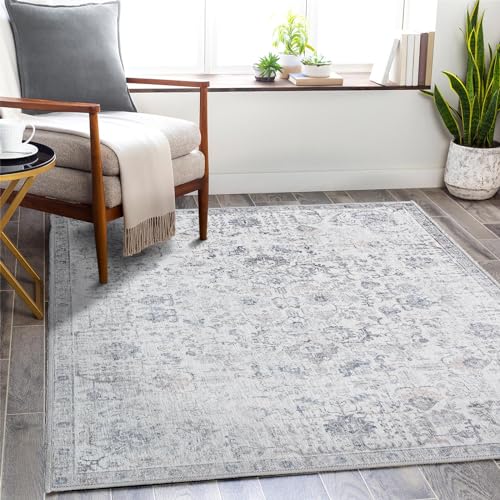 TOPICK Teppich 120x180cm Chenille Vintage Grau Teppich Innentür Faltbar Dünne Teppich Retro...