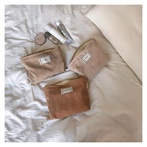 3er Set Cord-Kosmetiktaschen Für Damen | Rosa Mit Lächelnden Punkten | Organizer Für Make-up & Accessoires
