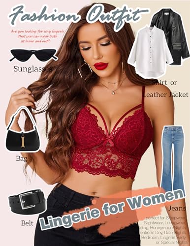 Image of Avidlove Lace Bralette for Women Lingerie Spaghetti Adjustable Strap Tank Camisole Crop Top