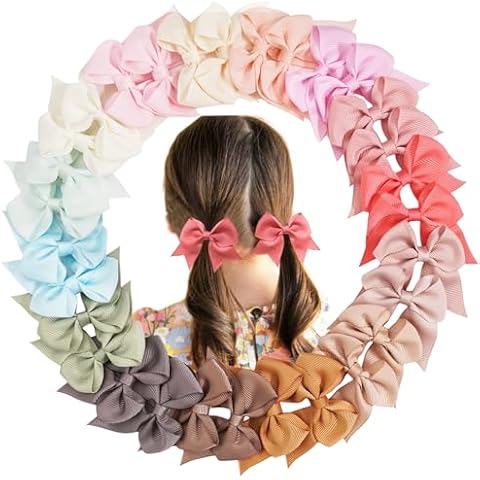 BBGifts 30pcs Baby Girls Grosgrain Ribbon Hair Bows Alligator Hair Clips 2.5 inch Toddlers Kids Handmade Pigtail Ponytail Hair Accessories, 15 Colors in Pairs Cover