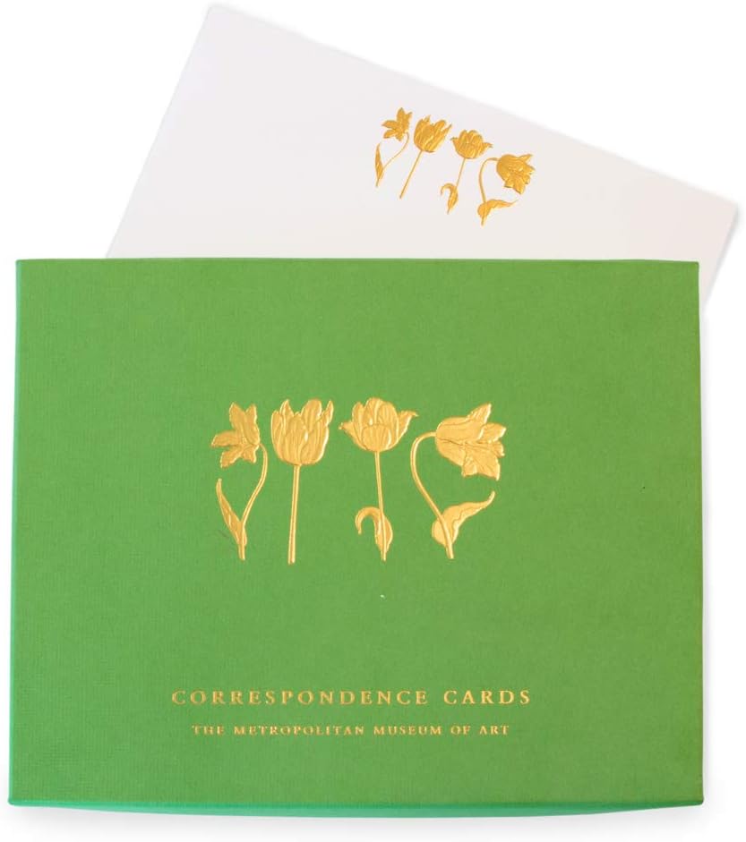Tulips Correspondence Cards, Gold Embossed, Boxed Set of 25, Metropolitan Museum of Art-L8