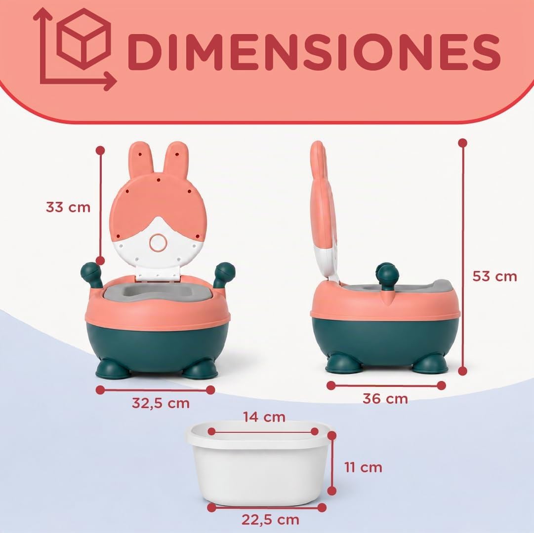 Orinal Bebe Entrenamiento 12-48 Meses Con Tapa Antideslizante Protector Salpicaduras Asas Seguridad Diseño Ergonómico Orinal Infantil Niños y Niñas PU PP Sin BPA Fácil Limpieza Rosa Azul