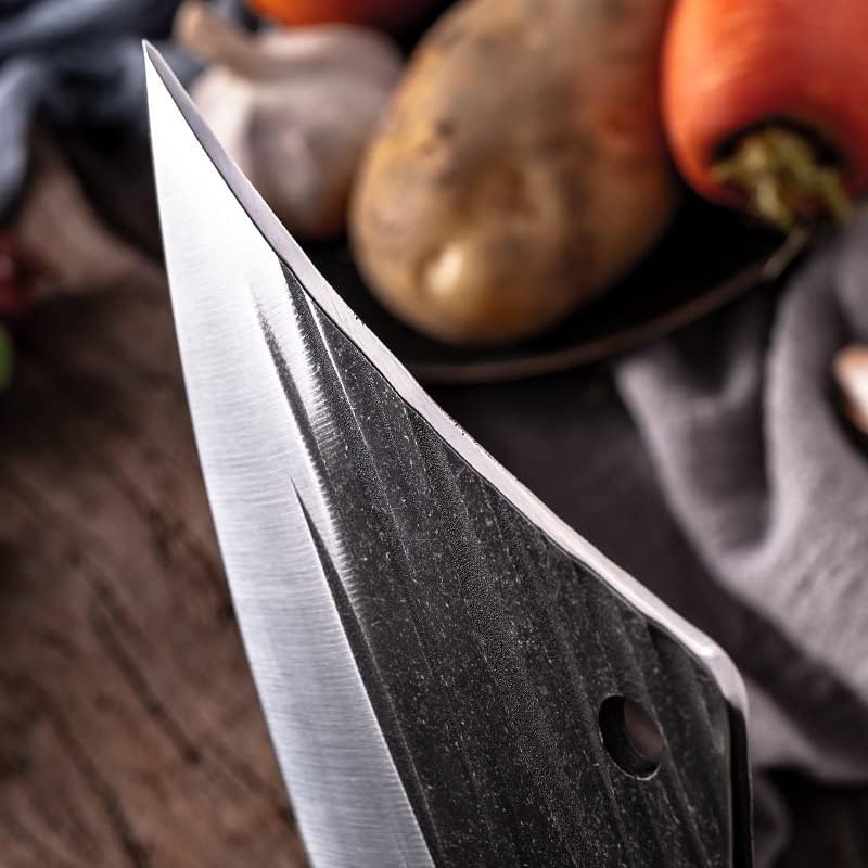 Meat Cleaver,Cleaver Knife 7.5inch Handmade Stainless Steel Kitchen Cut Chicken Duck Meat Chopper Filleting Knife Forged Patterned Outdoor Portable Axe Knives (Color : Without sheath)