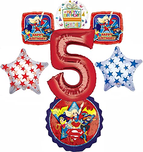 DC Super Hero Girls 5th Birthday Party Supplies and Balloon Decorations