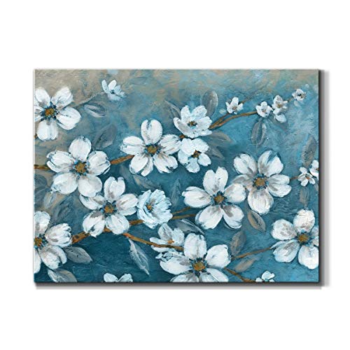 WEXFORD HOME Floral Canvas Wall Art Print Decoration Multi Color Flower Painting Artwork for Living Room Bedroom Office, Ready to Hang, Blossoms of Evening, 24X32