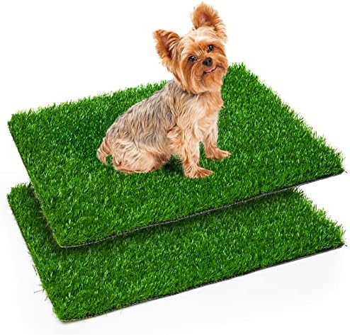 Artificial Pet Pee Grass Mat for Puppy, Pet Turf Fake Grass Replacement Pad for Dog Potty Training, Indoor and Outdoor – 2 Packs (14″ x 18″)