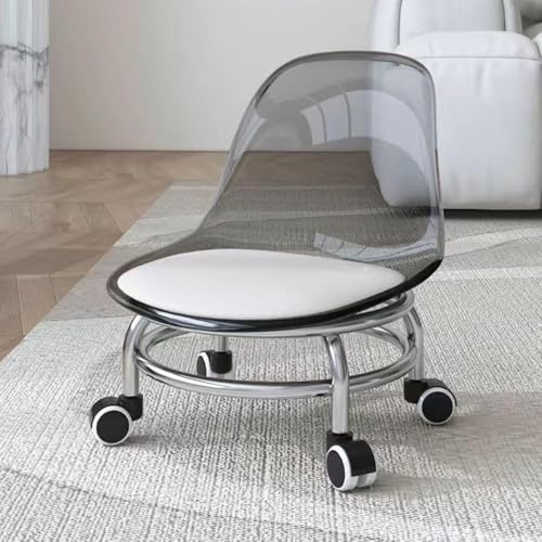 Taburete rodante con respaldo, ruedas giratorias de 360 grados para un asiento cómodo en casa, oficina o taller