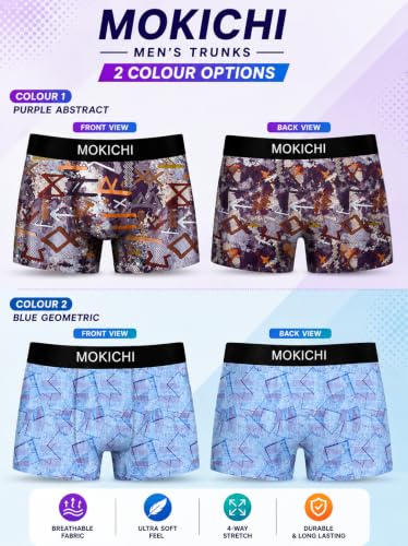Image of Men's Printed Boxer Briefs | Comfortable Trunk-Style Innerwear with Elastic Waistband | Multicolor Pack of 3