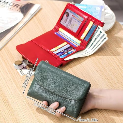 Joyfullygo Wallet, Relevantk Unisex Pebble Leather Wallet, 5.3 In Genuine Leather Coin Card Holder, Can Hold Coins, Id Cards (Red)2