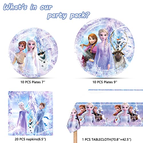 Frozen Birthday Party Supplies, 20 Plates, 20 Napkins And 1 Tablecover For Girls Frozen Party Supplies, Frozen Theme Party Decorations #TOP1