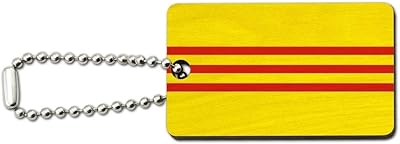South Vietnam Flag Wood Wooden Rectangle Keychain Key Ring