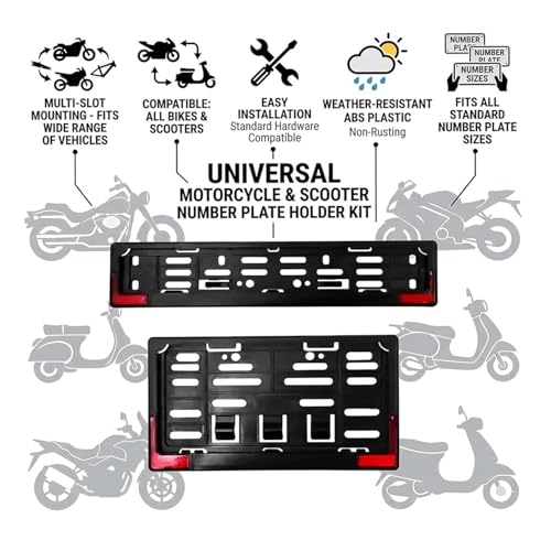 Image of Ramanta Bike HSRP | IND Licence Number Plate ABS Frame with Reflector and Soft Handle Grips Combo Universal Fit Compatible with for Use in Motorcycles & Scooter (Standard Frame Size 30 cm x 12 cm)