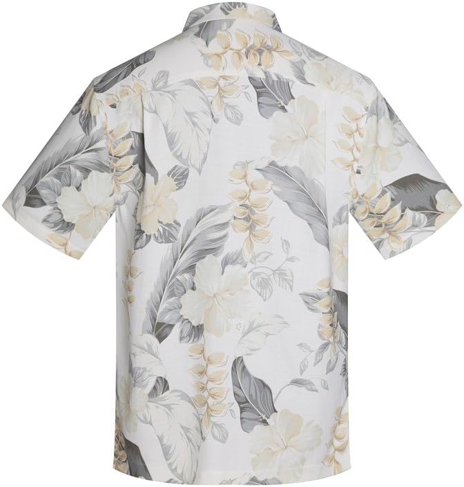 Men's Hawaiian Shirts Silk and Cotton Blend Button Down Short Sleeve Tropical Print Camp Shirts - Image 3