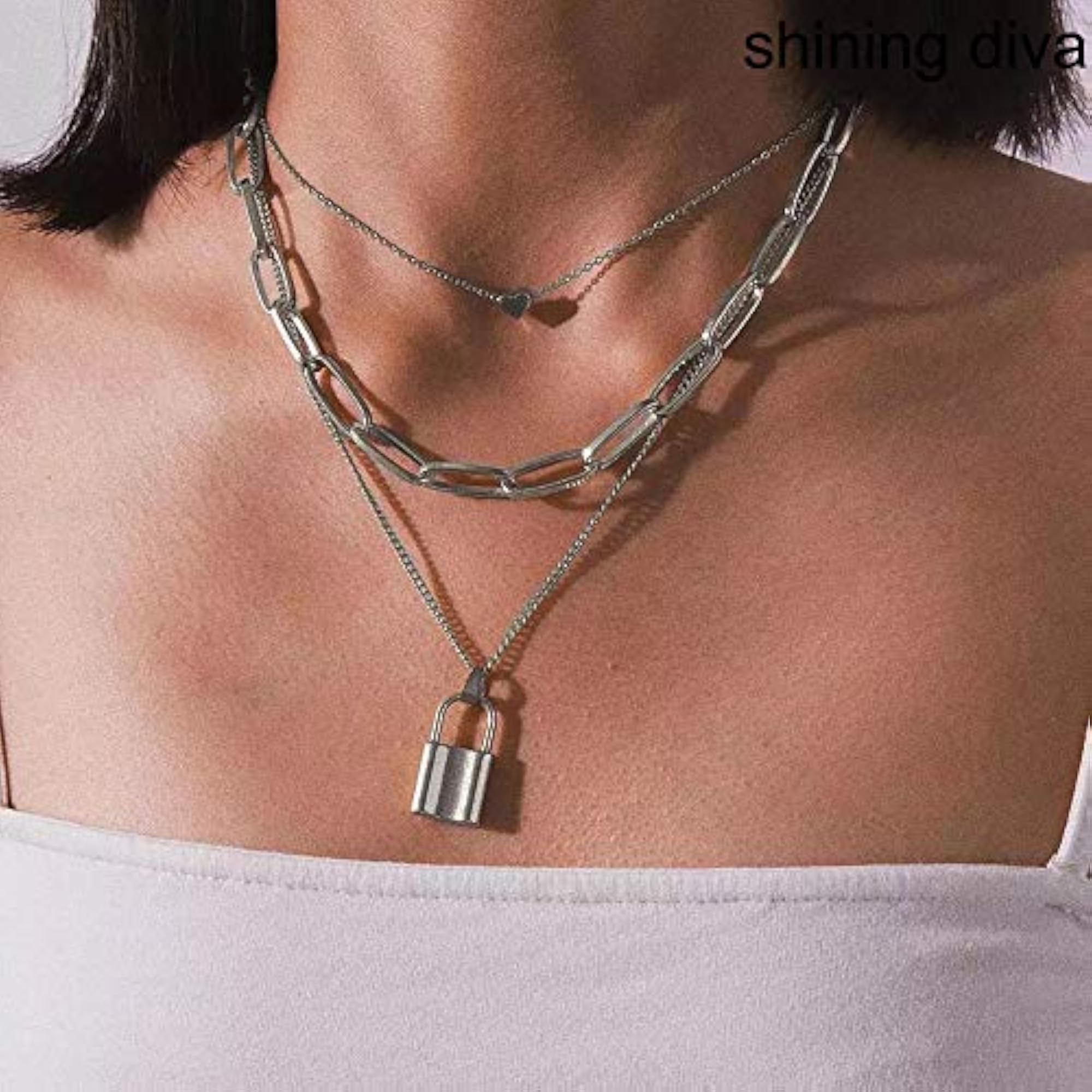 2 Multilayer Chain Pendant Necklace Set