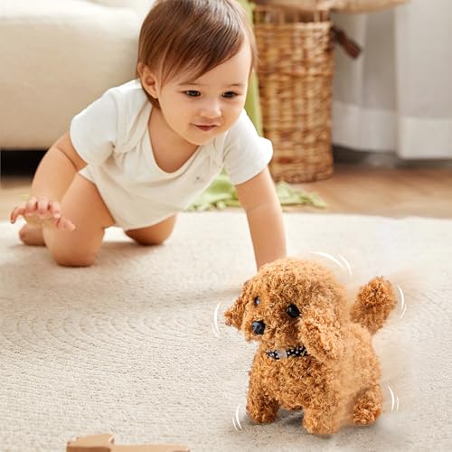 APODESS Hund Roboter, 2026 Upgrade Interaktiver Spielbegleiter Plüsch Roboter Hund Wie Echt Mein Realistischer Haustier Hundspielzeug der Läuft und Bellt (#02)