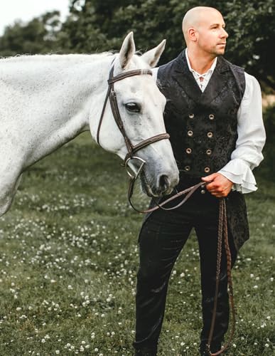 Paul Jones Mens Gothic Steampunk Double Breasted Vest Brocade Waistcoat2