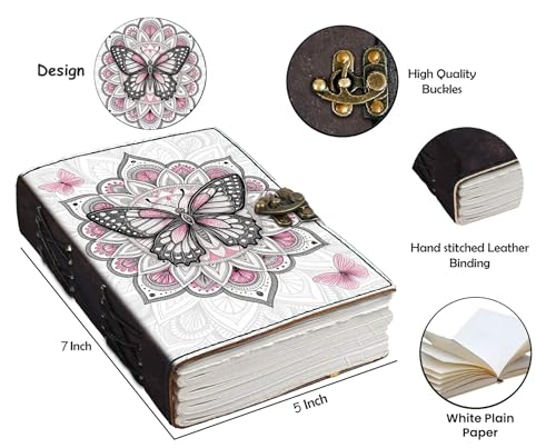 Image of DI-KRAFT Customize Diary with Name with Beautiful UV Prints | Customized Leather Writing Diary Unruled White Paper Journal Personal Notepad Sheets Daily Planner for Gifting (Pattern 25)