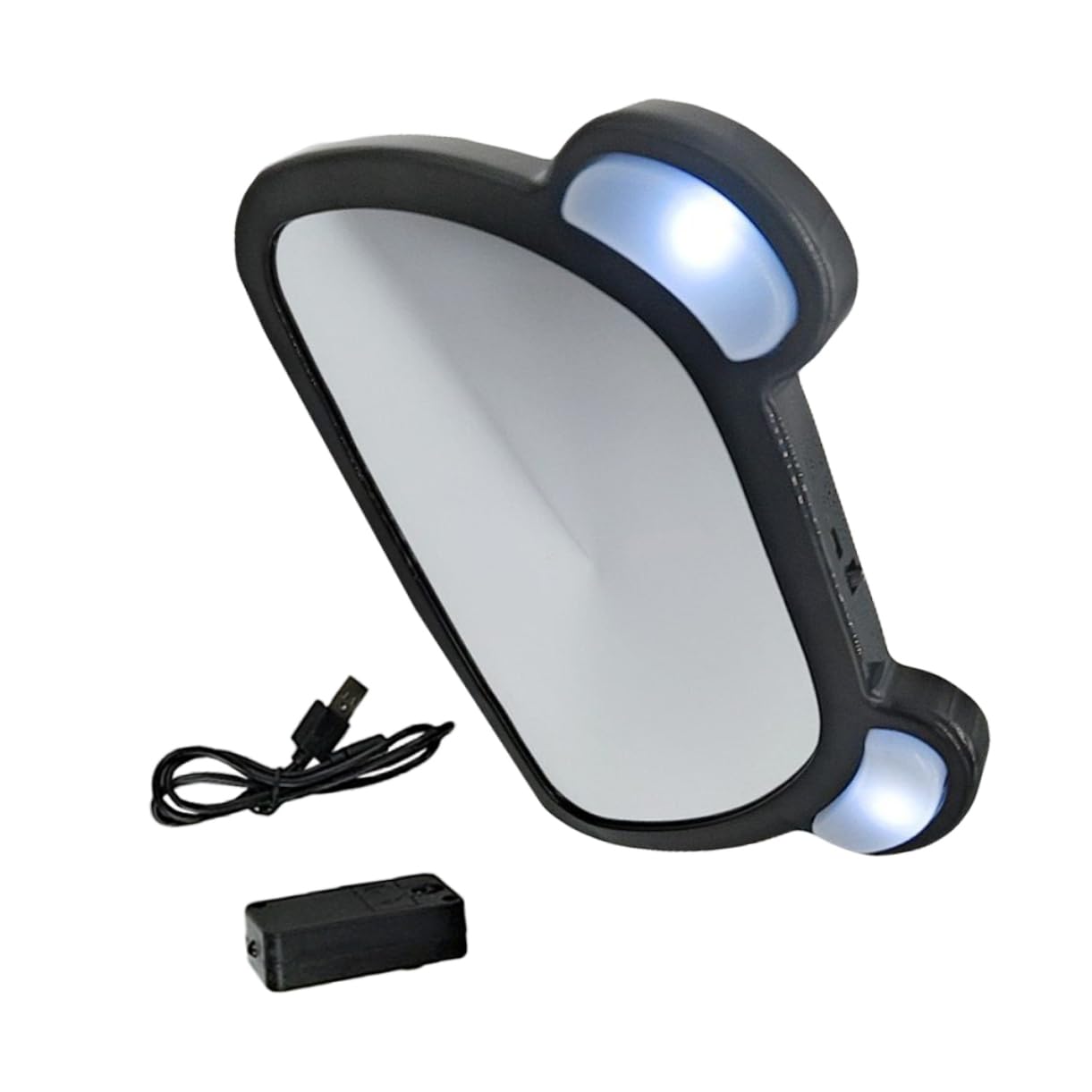 Rétroviseur Bébé LED USB pour Siège Arrière de Voiture, Noir Réglable